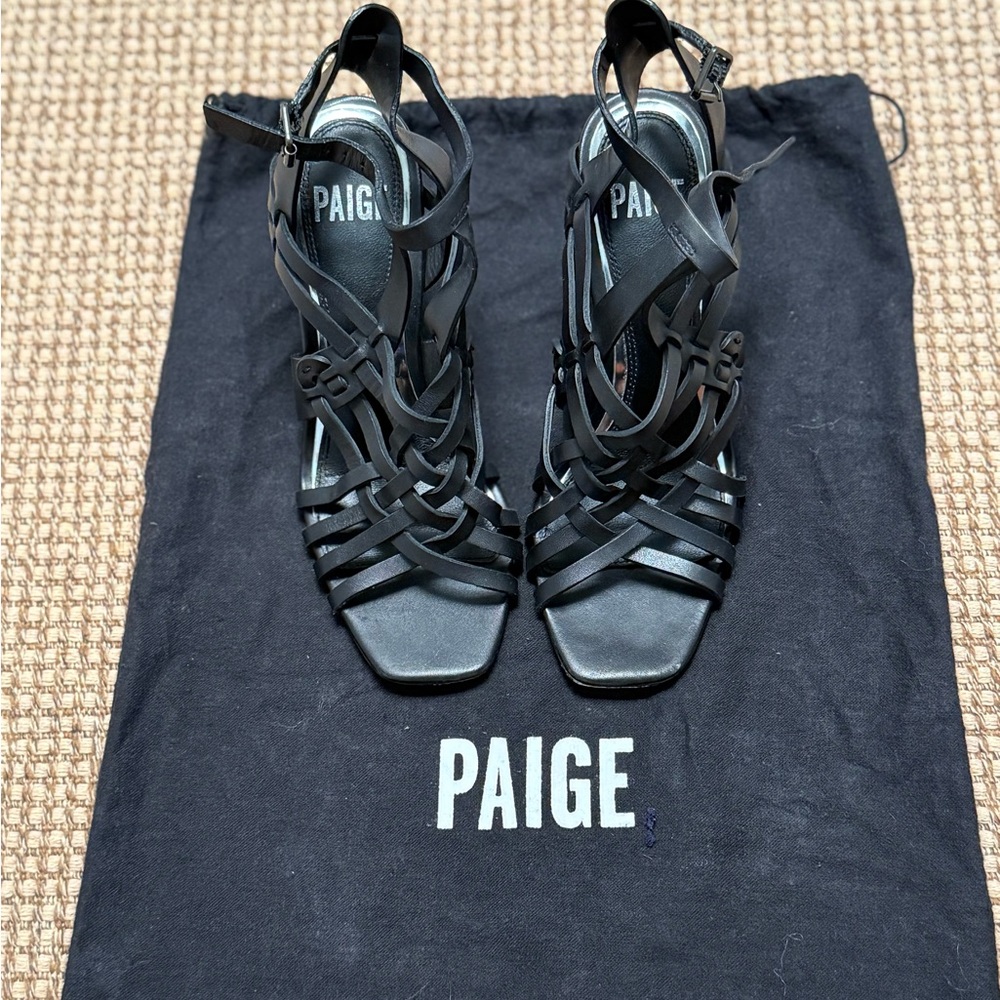 PAIGE Black Strappy Heels Elegant Evening Wear